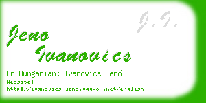 jeno ivanovics business card